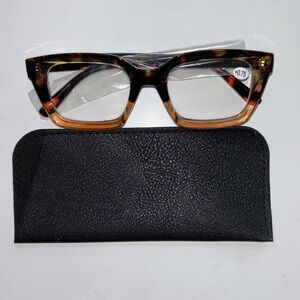 Square frame Tortoise Shell reading glasses +.75 NWT